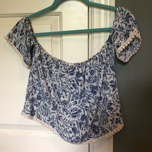 Blue Floral Crop Top